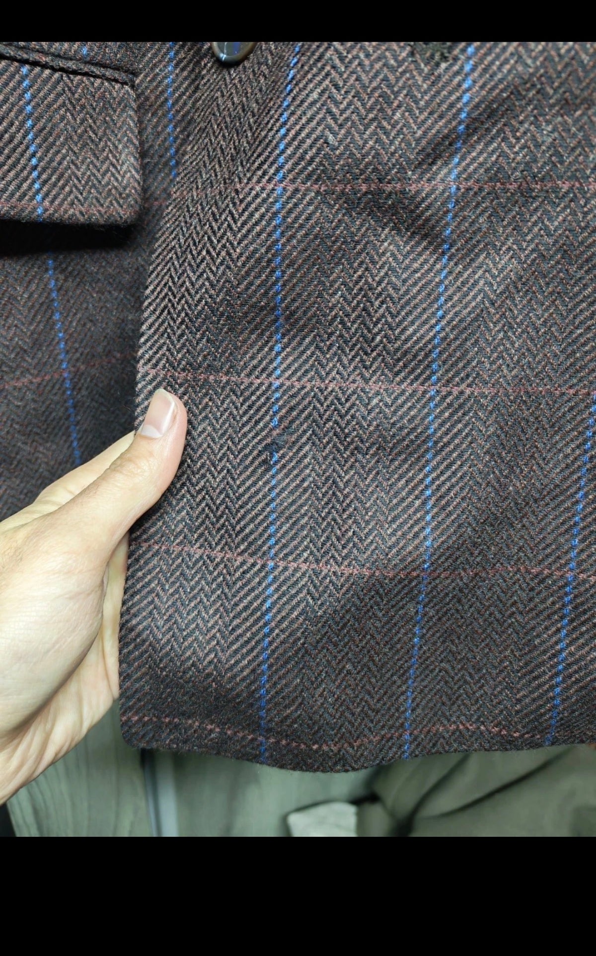 Vintage pure wool soft tweed burgundy plaid double breasted jacket blazer 40R