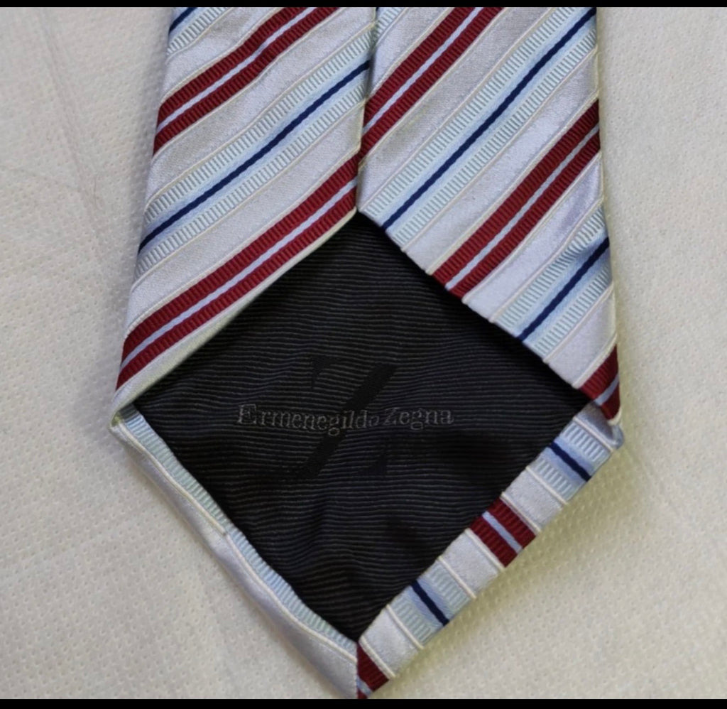 Vintage Ermenegildo Zegna classic silk cotton luxury Regimental neck tie