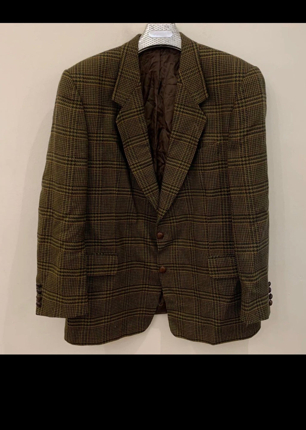 Vintage Daniel Hechter pure wool tweed glen check hunting jacket blazer 46R XL