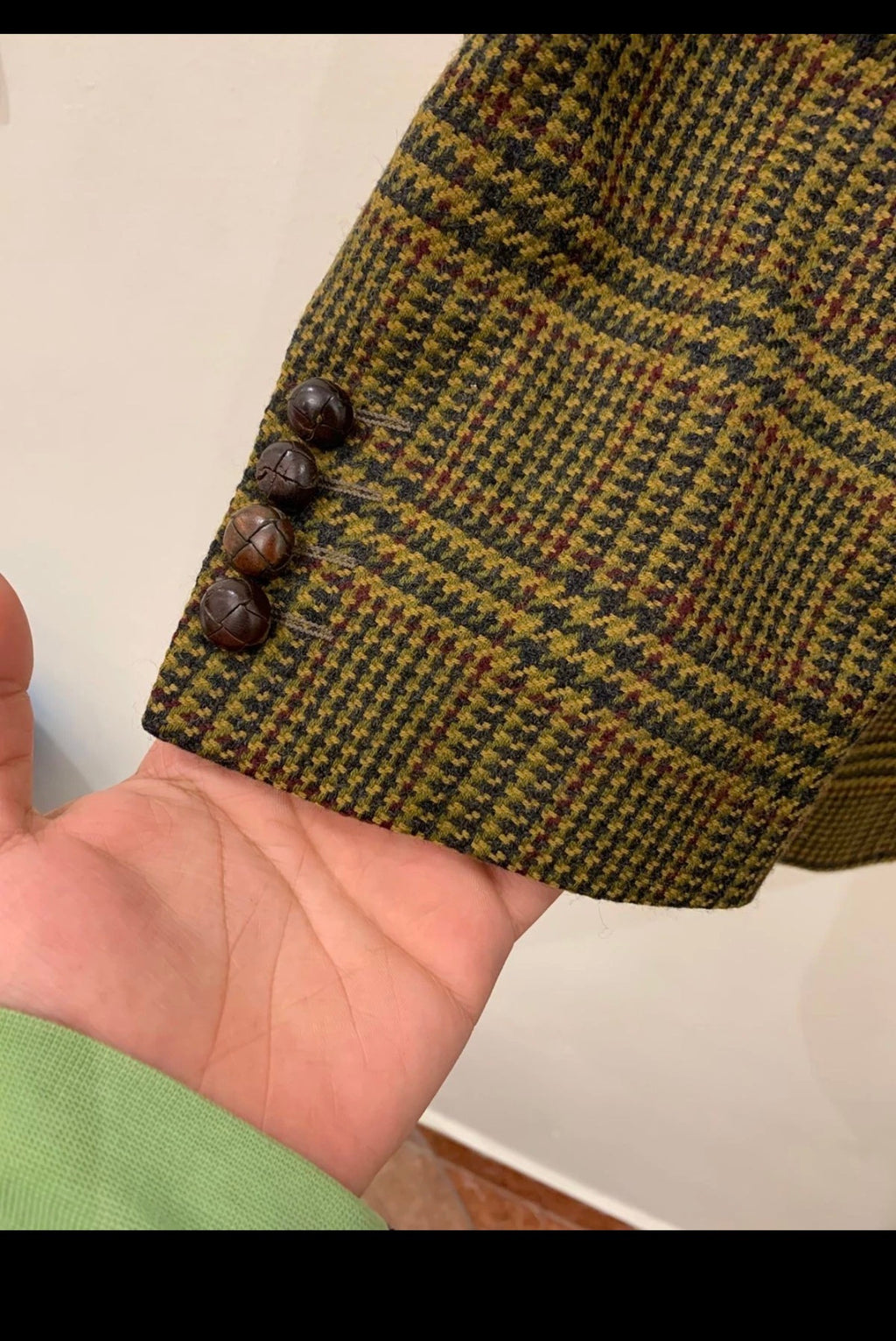 Vintage Daniel Hechter pure wool tweed glen check hunting jacket blazer 46R XL
