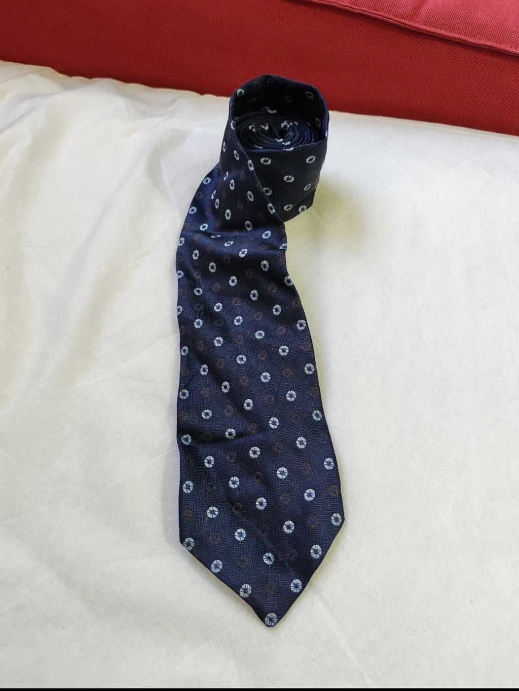Vintage Ermenegildo Zegna classic 100% all silk luxury geometric navy neck tie