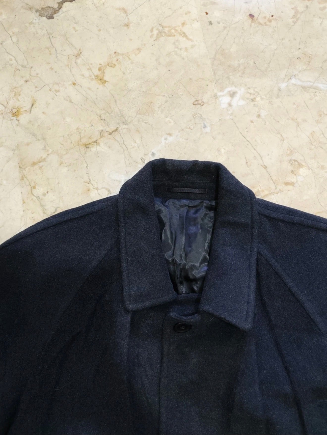 Vintage pure wool classic charcoal raglan over coat jacket 50R 50S 2XL