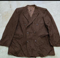 Vintage cashmere wool blend double breasted brown gangster jacket blazer 42R