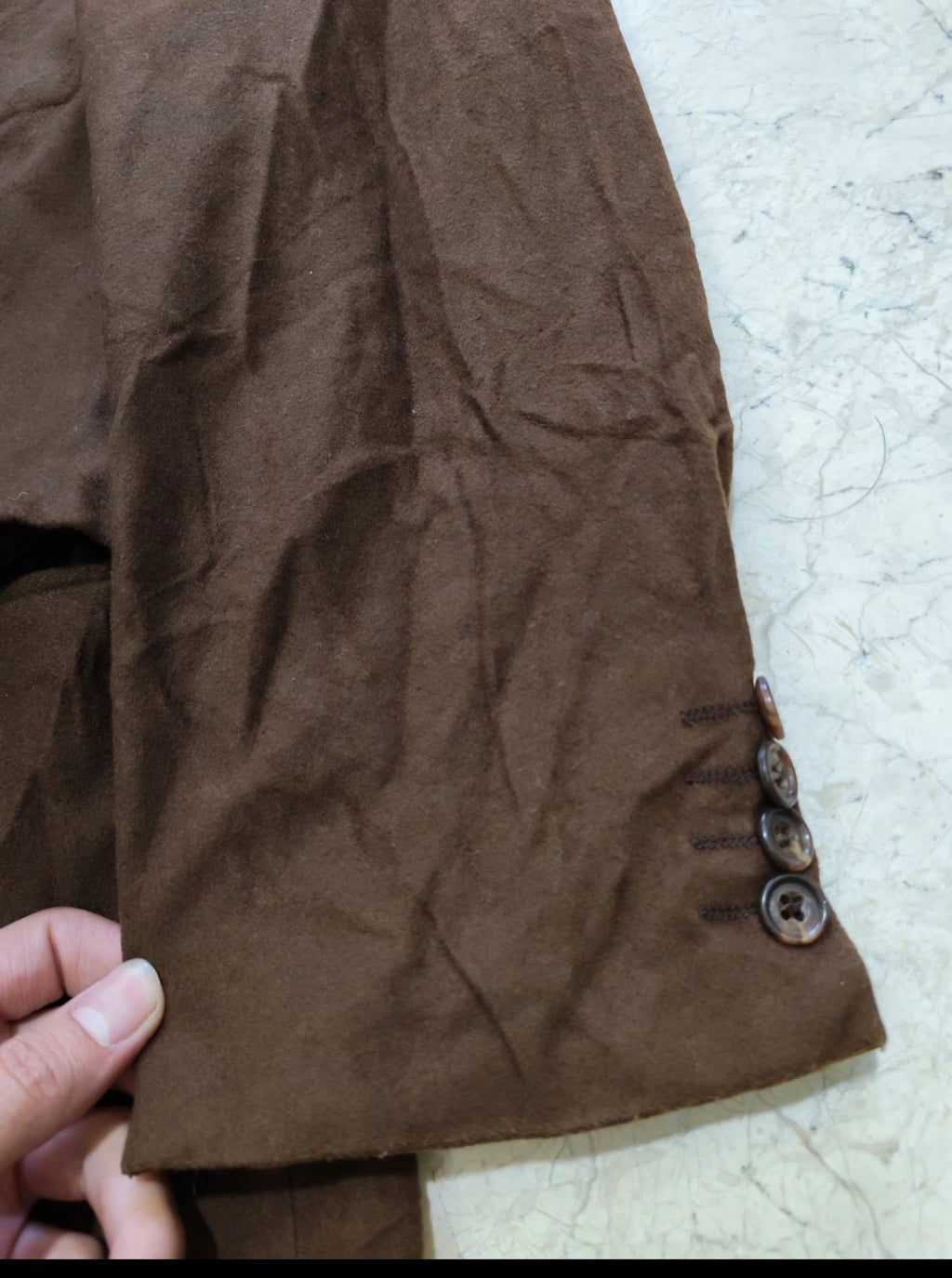Vintage cashmere wool blend double breasted brown gangster jacket blazer 42R
