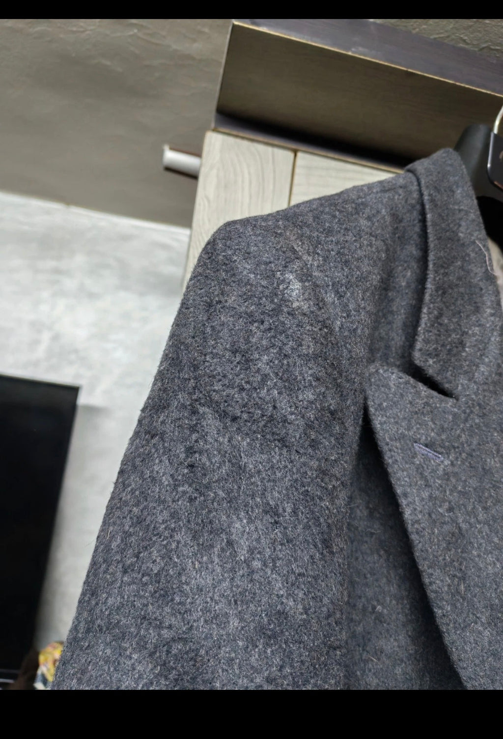 Vintage Christian Aujard Wool Cashmere blend db Charcoal over coat 46R 46L XL