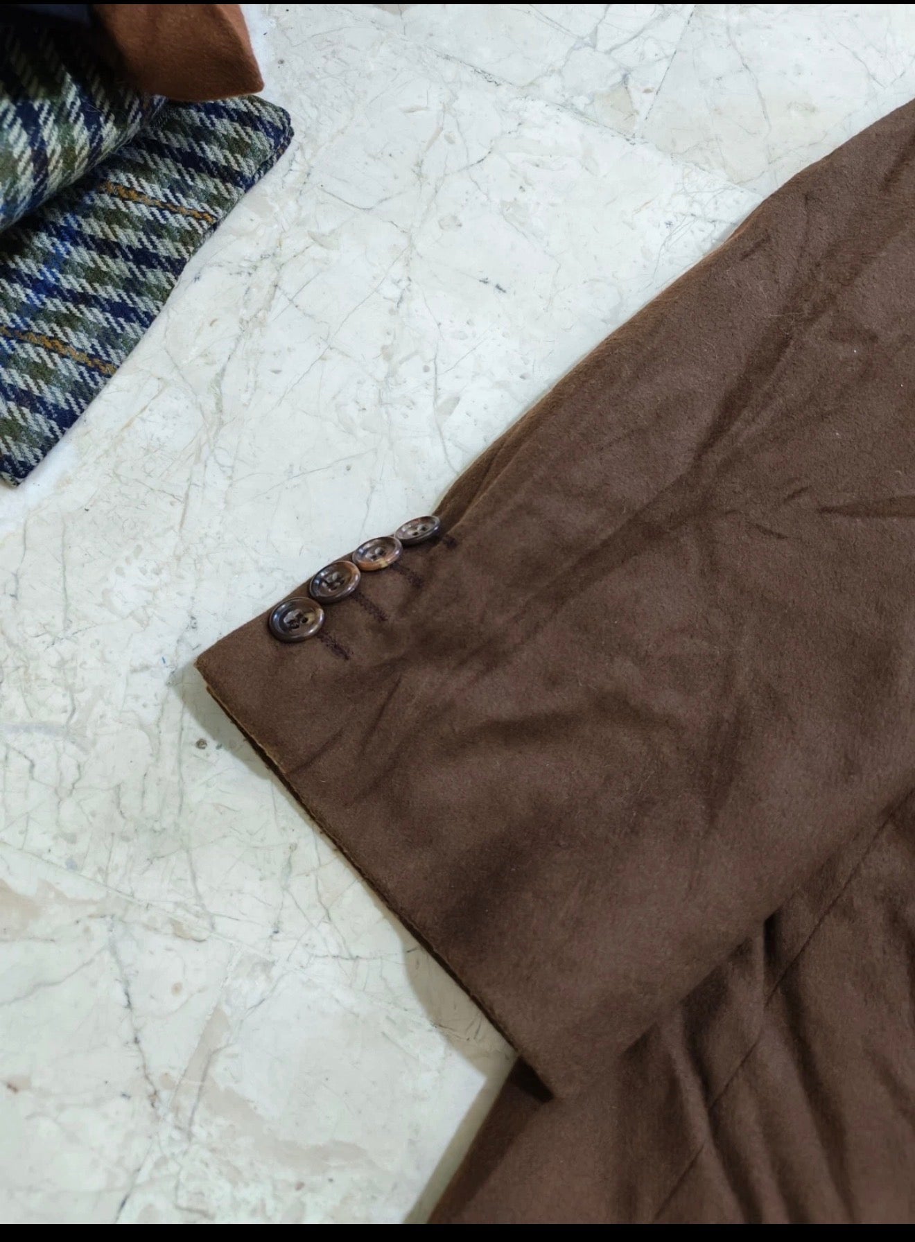 Vintage cashmere wool blend double breasted brown gangster jacket blazer 42R