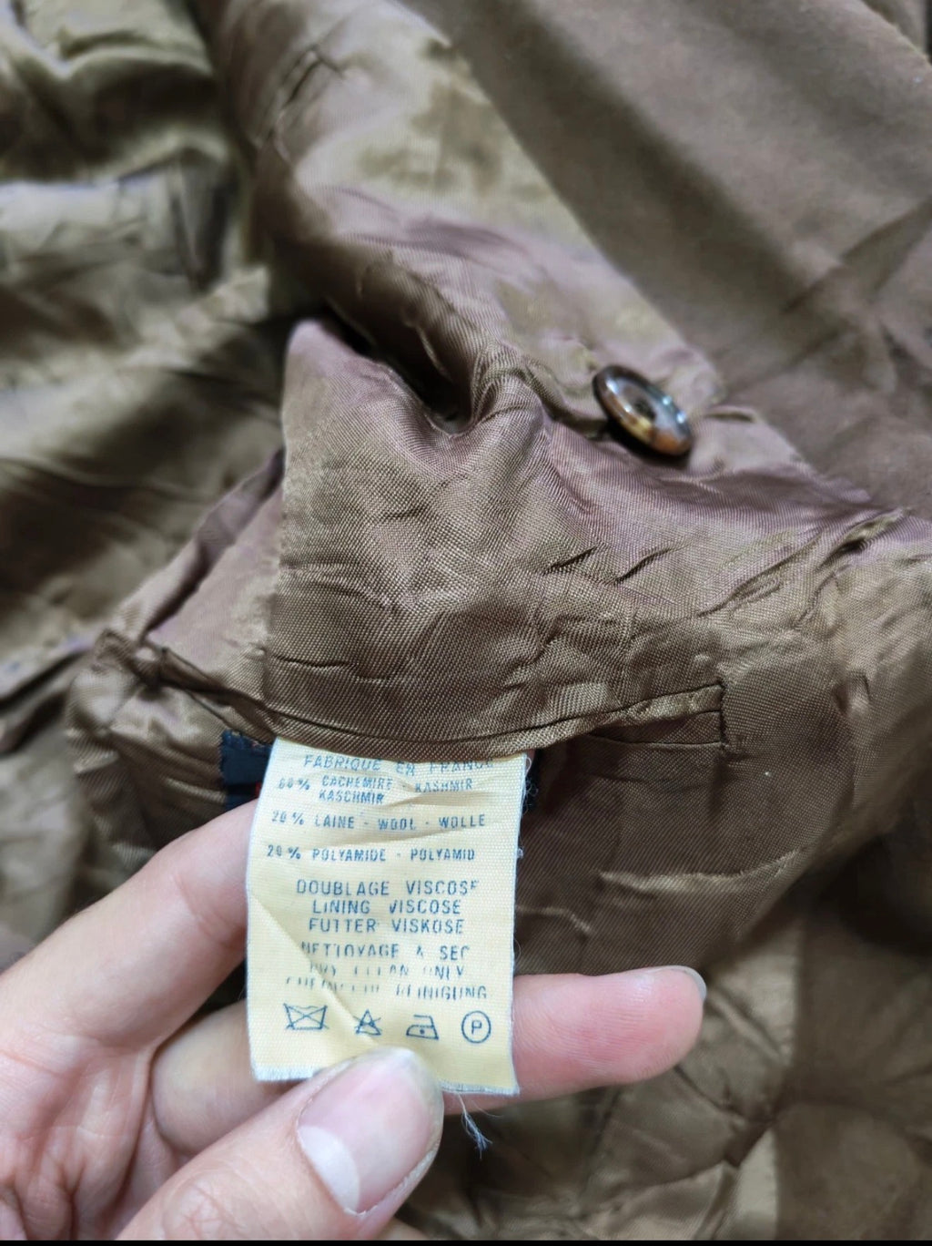 Vintage cashmere wool blend double breasted brown gangster jacket blazer 42R