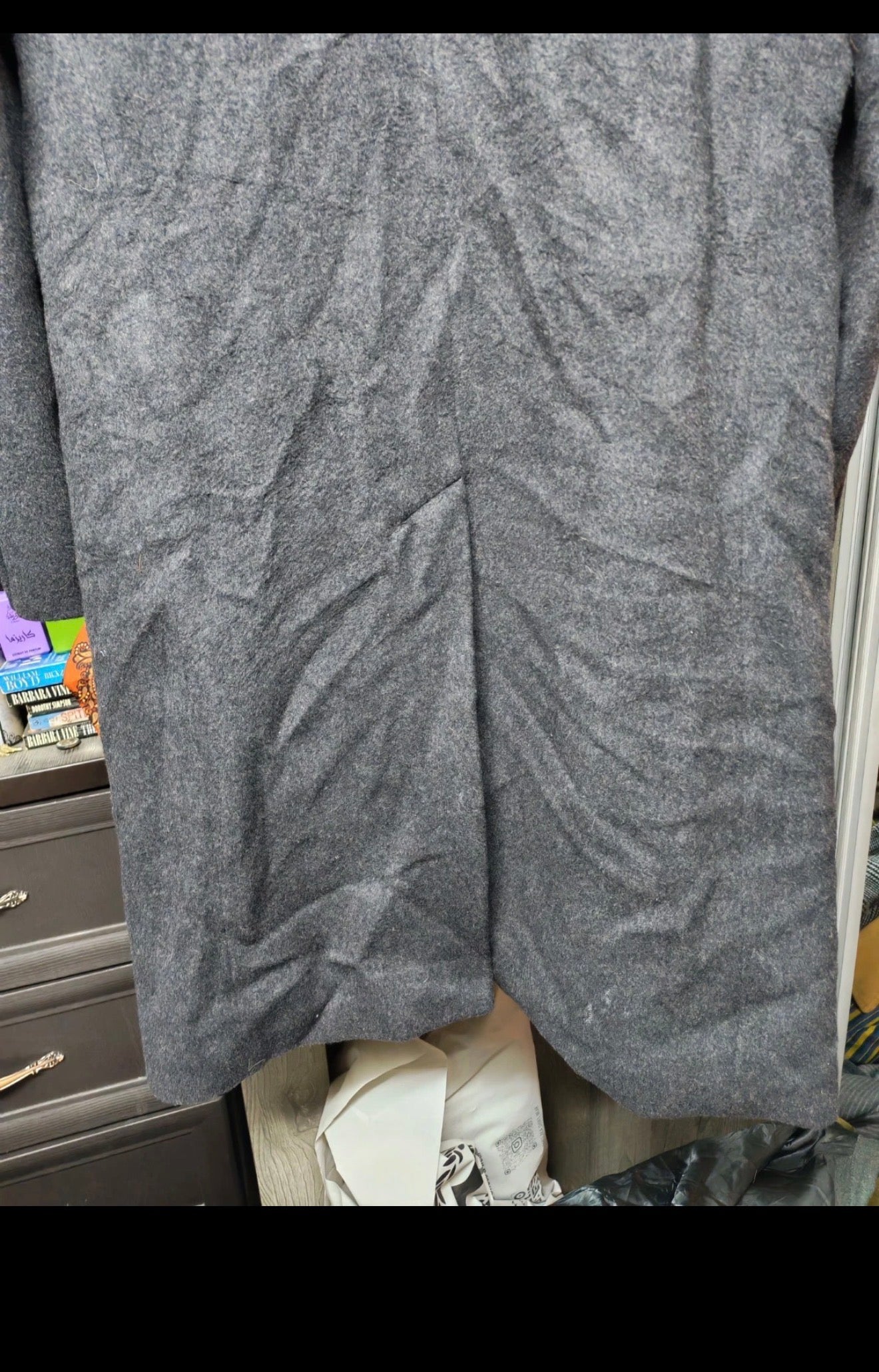 Vintage Christian Aujard Wool Cashmere blend db Charcoal over coat 46R 46L XL