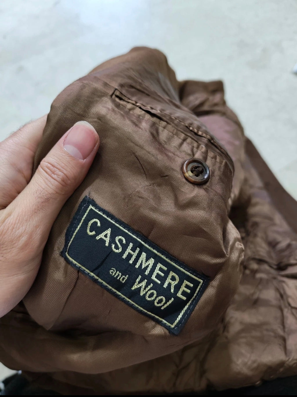 Vintage cashmere wool blend double breasted brown gangster jacket blazer 42R