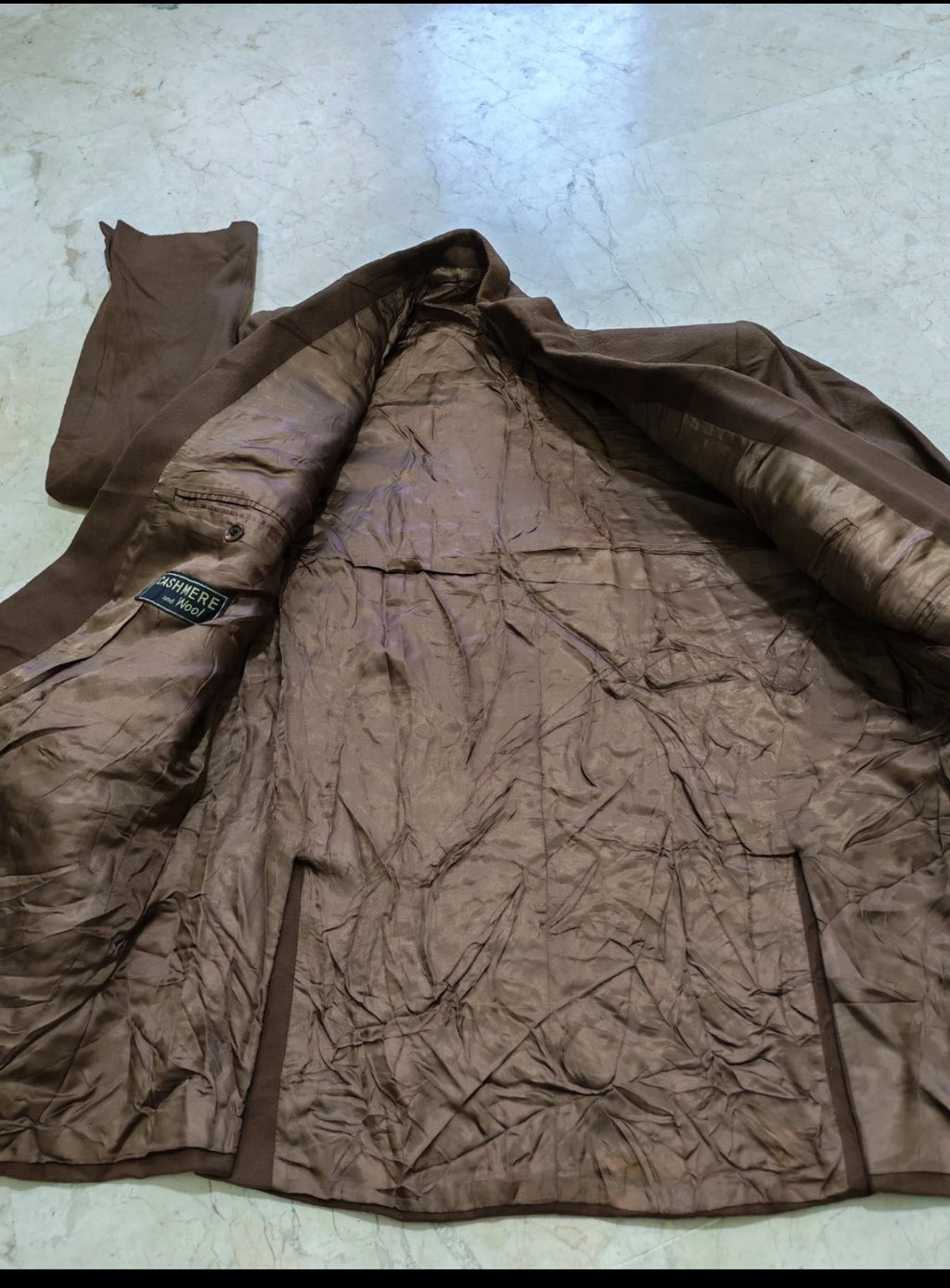 Vintage cashmere wool blend double breasted brown gangster jacket blazer 42R