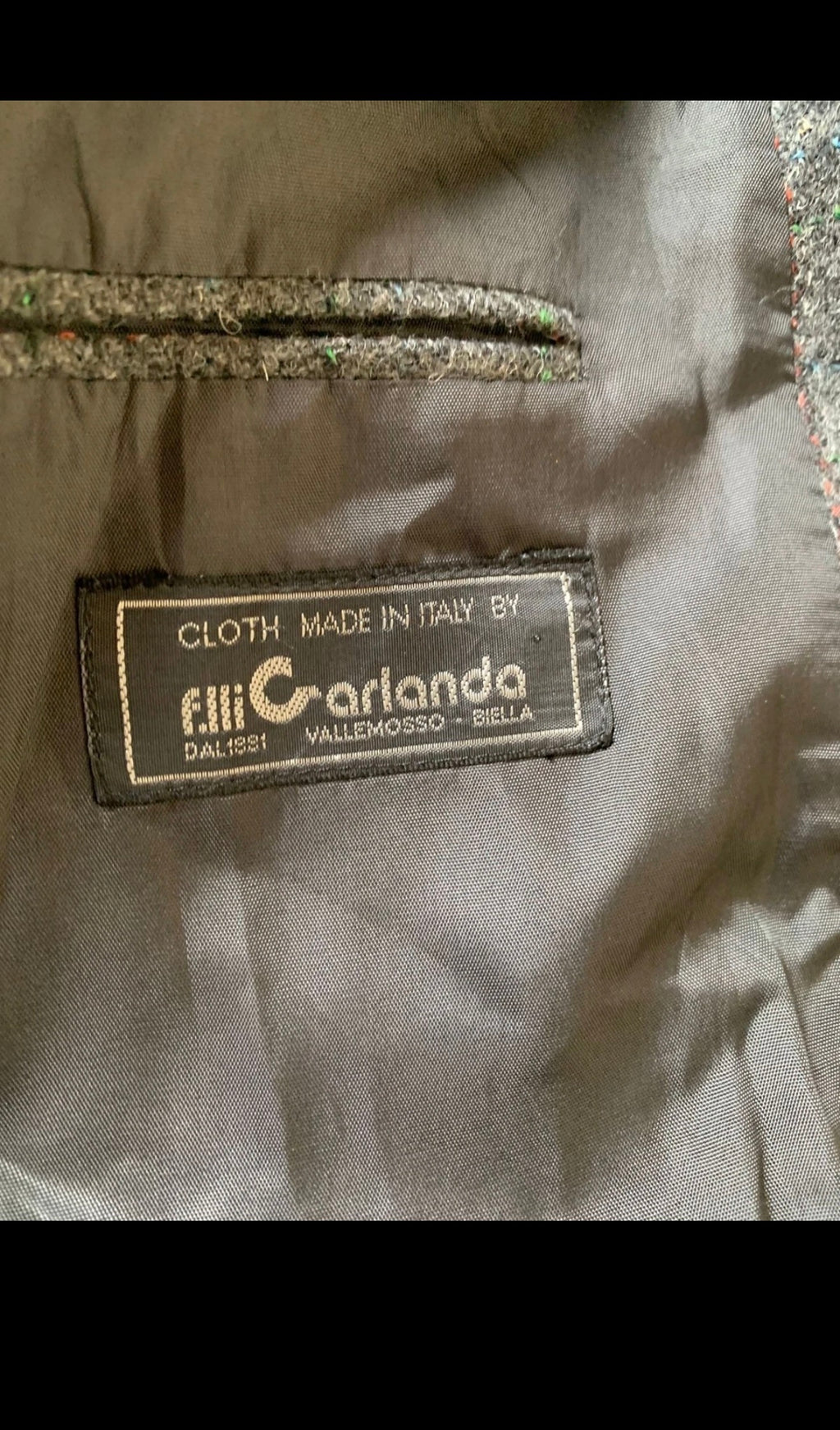 Vintage pure wool handwoven tweed charcoal hunting jacket blazer 46R 46L XL