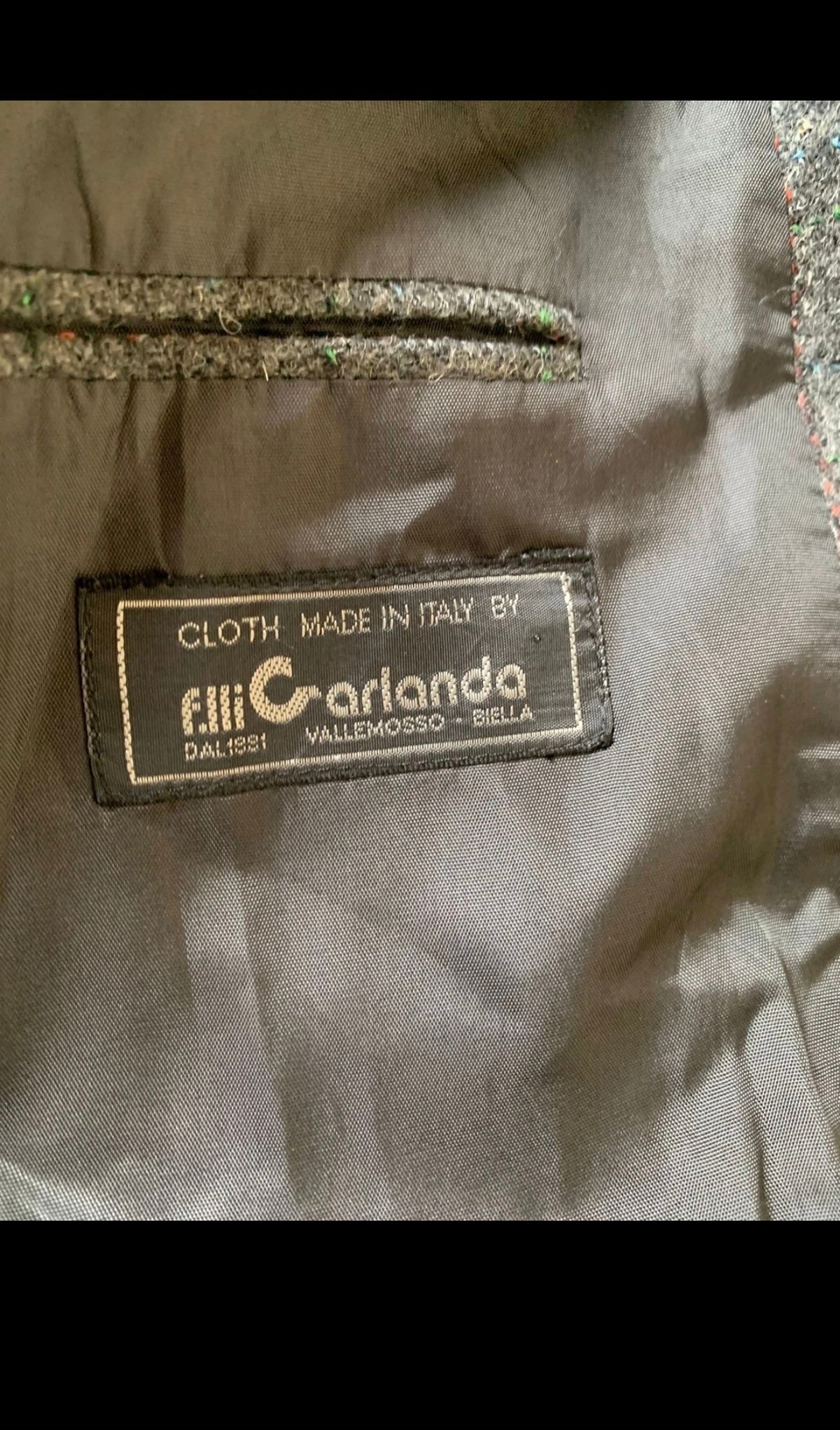 Vintage pure wool handwoven tweed charcoal hunting jacket blazer 46R 46L XL