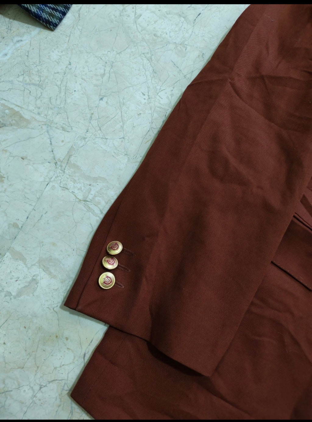 Vintage worsted wool classic double breasted gold button brown blazer 44R