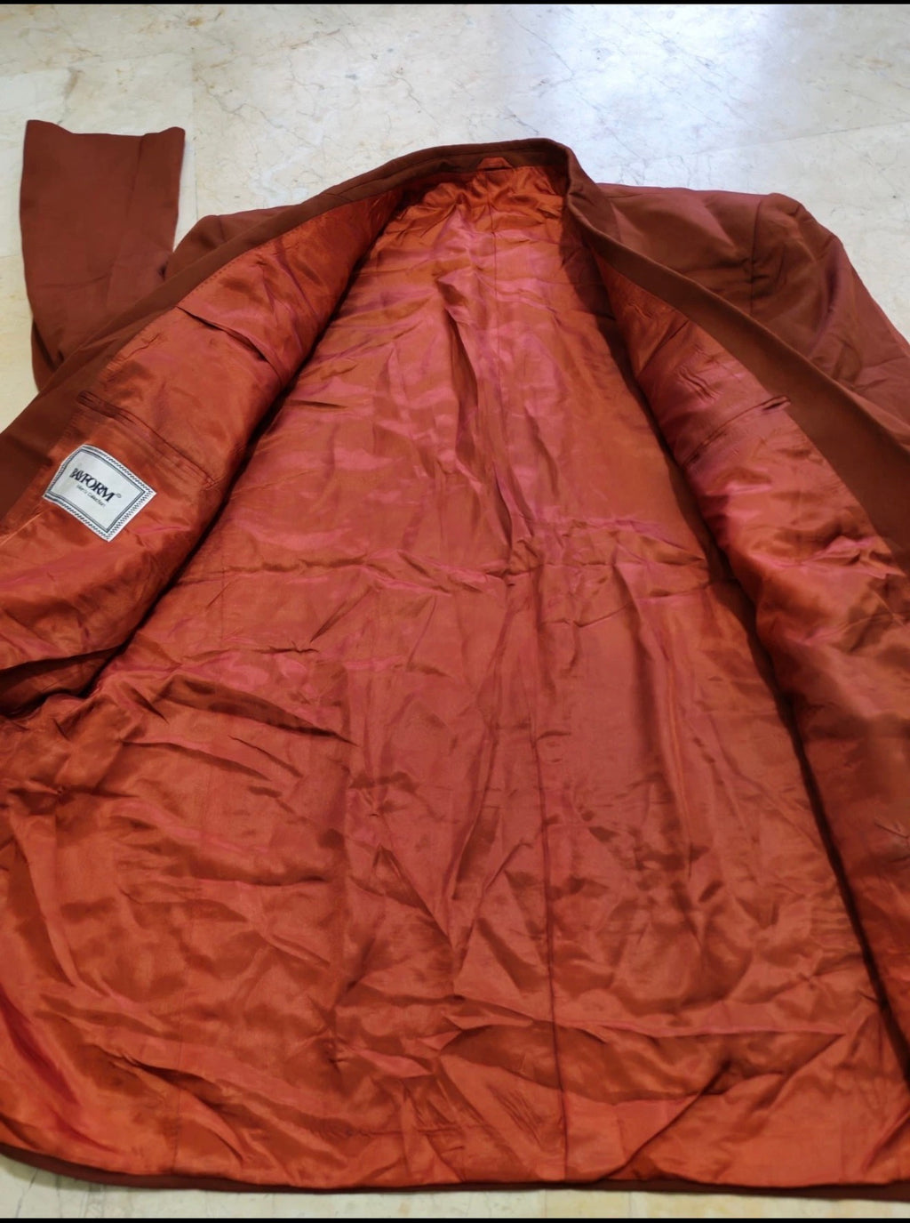 Vintage worsted wool classic double breasted gold button brown blazer 44R