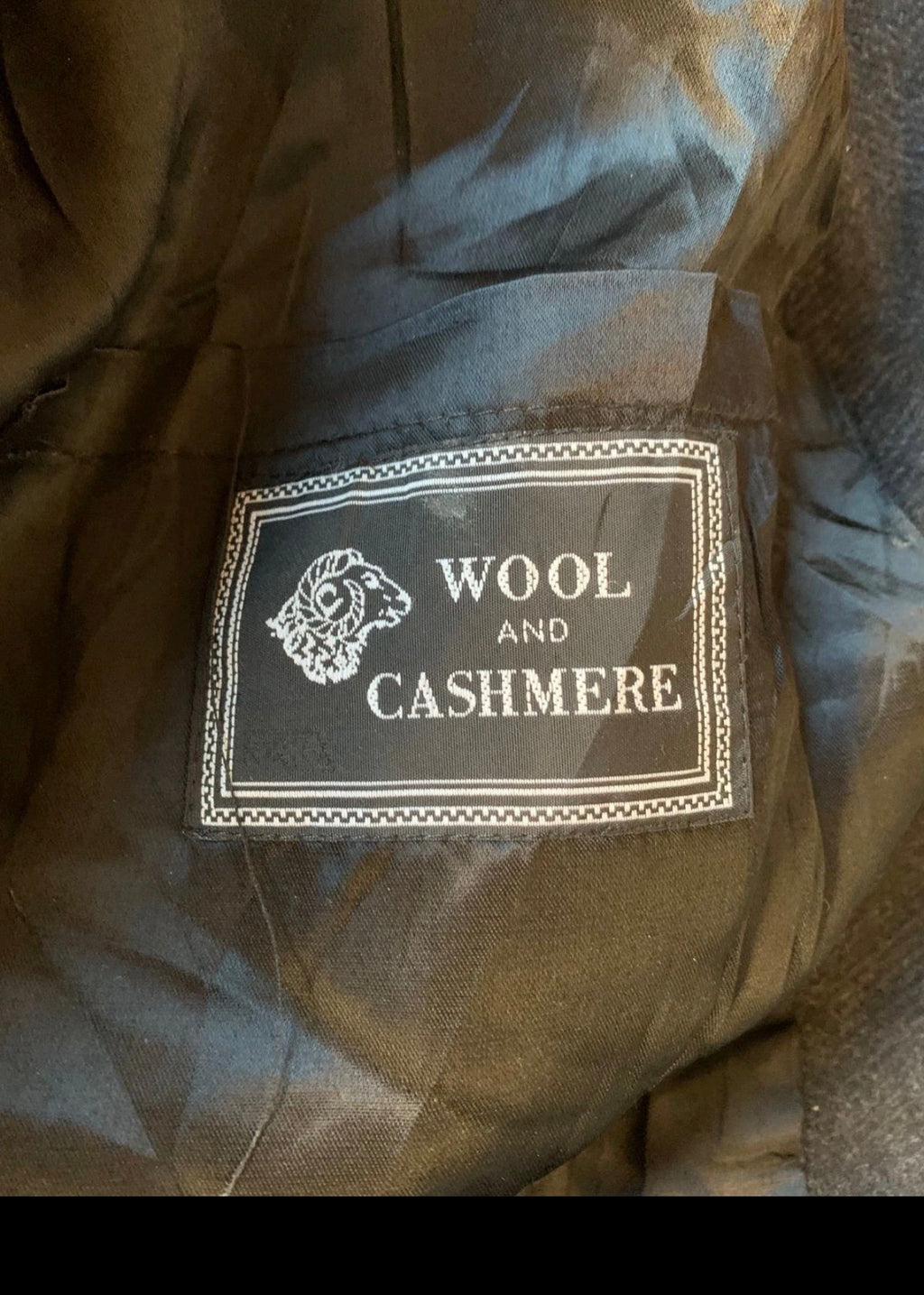 Vintage wool cashmere blend charcoal classic db belted over coat 46R XL
