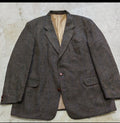 Vintage pure wool tweed herringbone brown classic hunting jacket blazer 46R XL