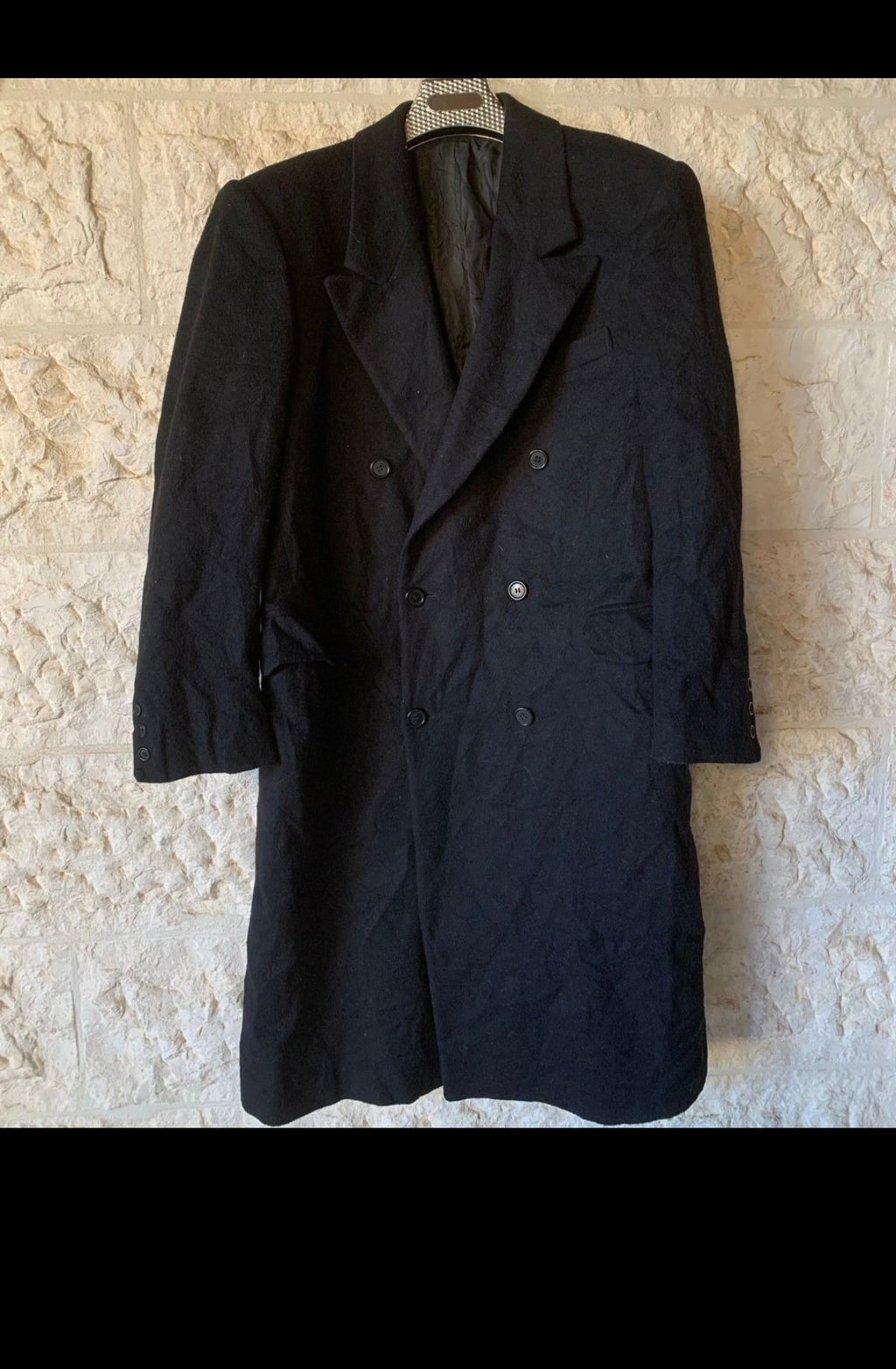 Vintage Cricketeer Wool Cashmere blend db gangster Charcoal overcoat 46R XL