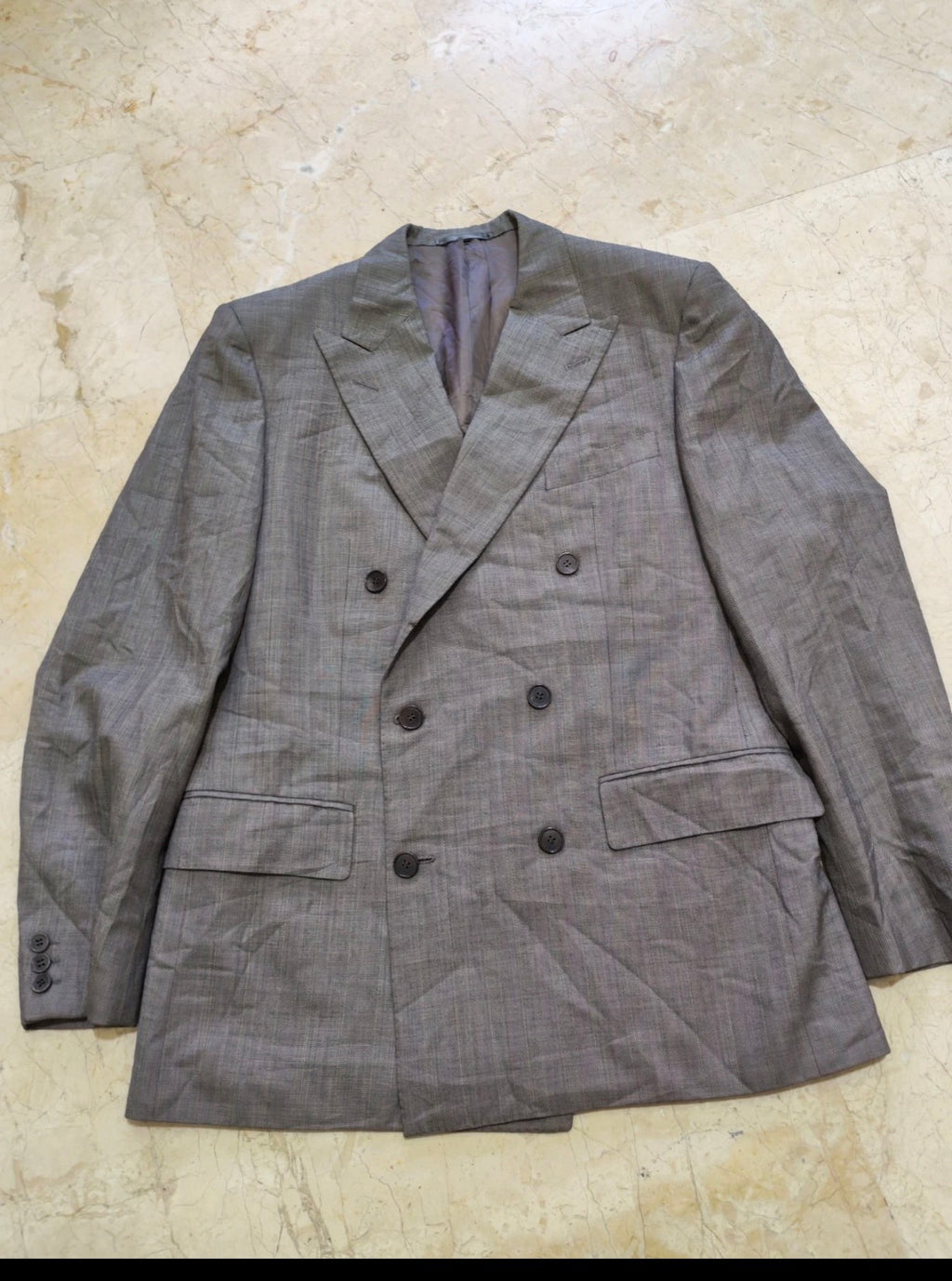 Vintage Chester Barrie super 100s wool double breasted gray jacket blazer 38R