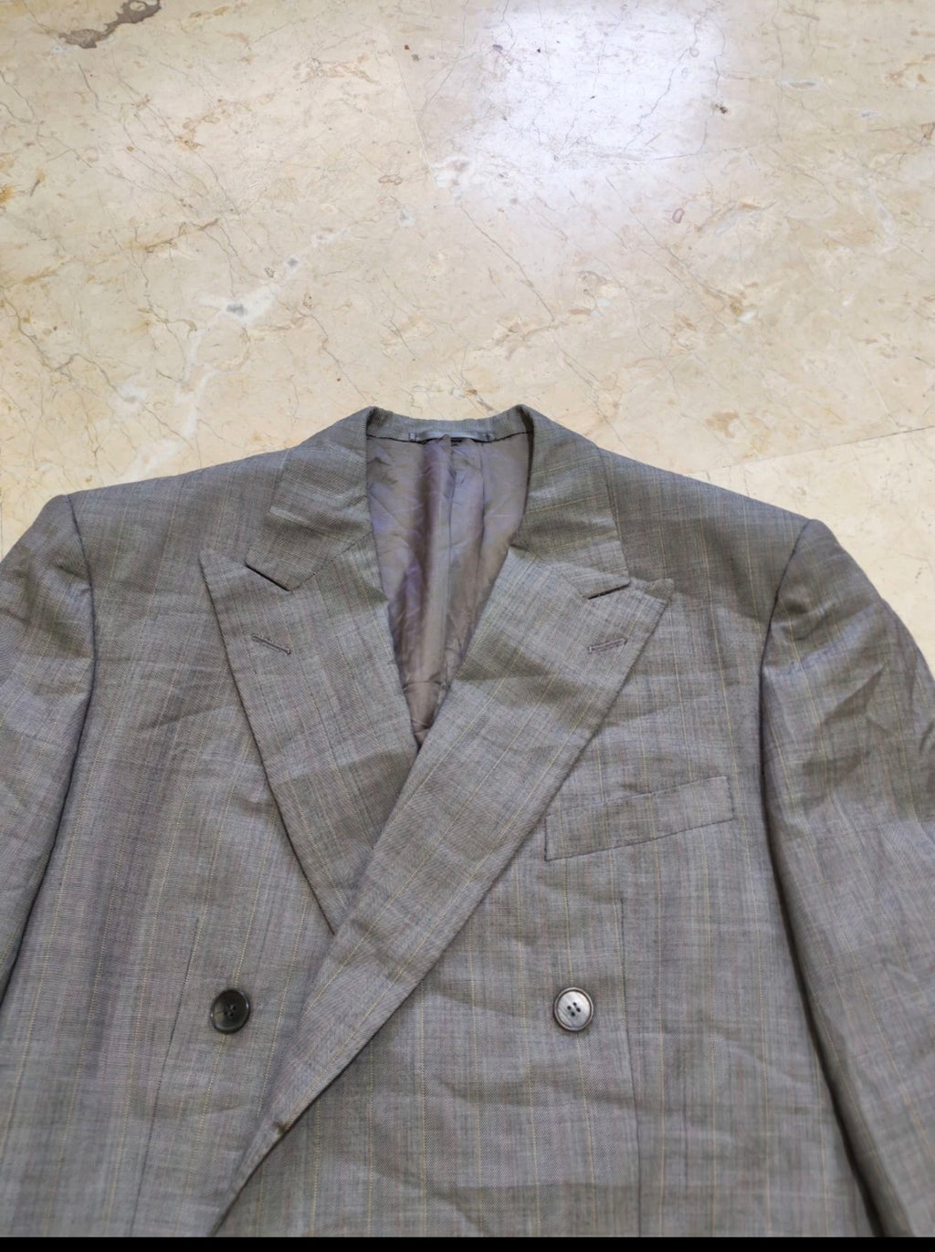 Vintage Chester Barrie super 100s wool double breasted gray jacket blazer 38R