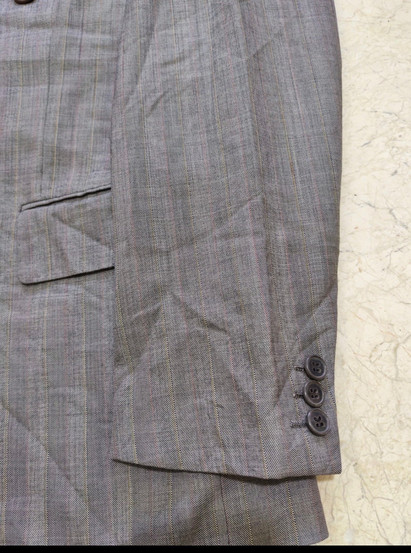 Vintage Chester Barrie super 100s wool double breasted gray jacket blazer 38R