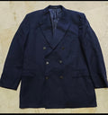 Vintage Austin Reed pure wool double breasted gold button navy jacket blazer 44R