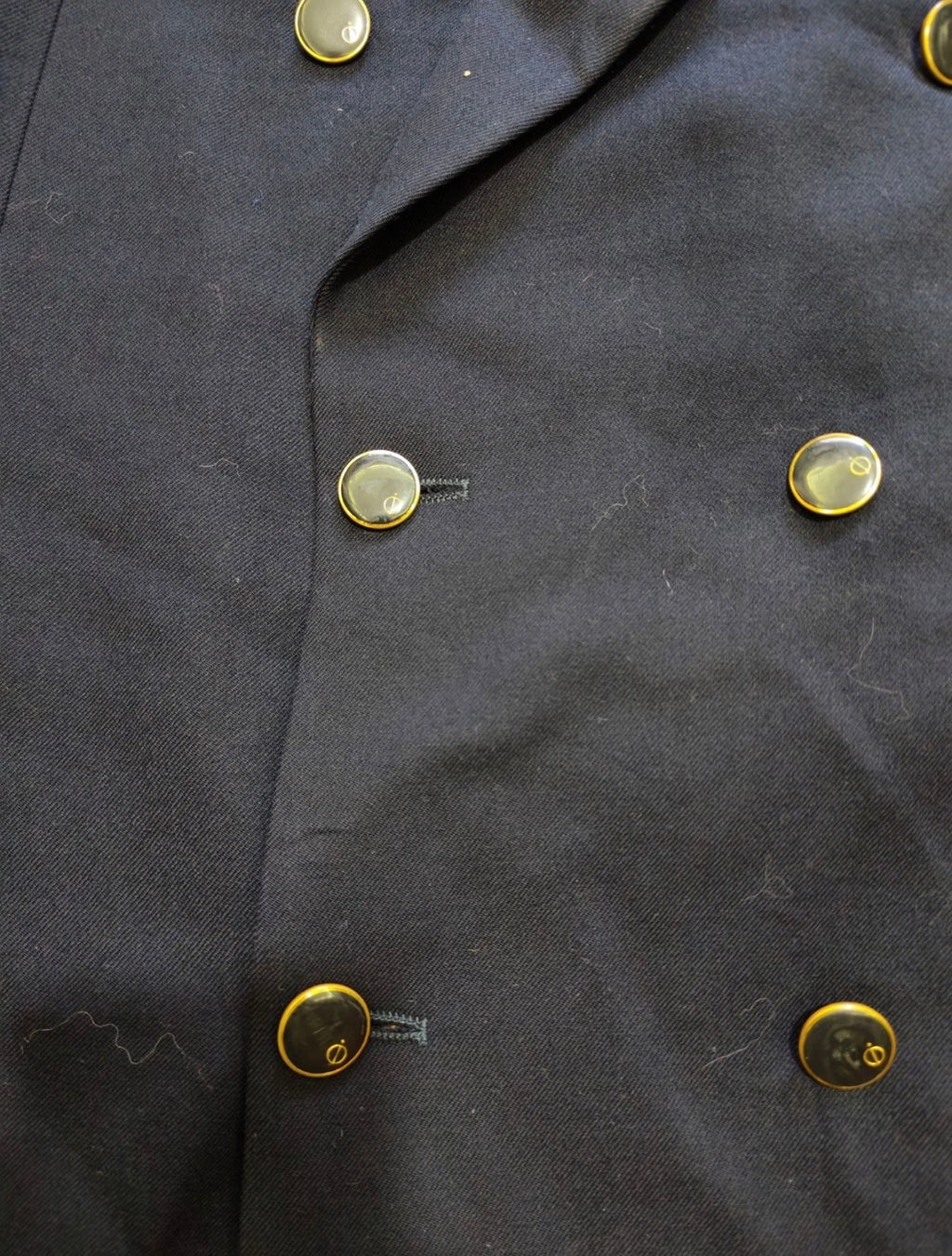 Vintage Austin Reed pure wool double breasted gold button navy jacket blazer 44R