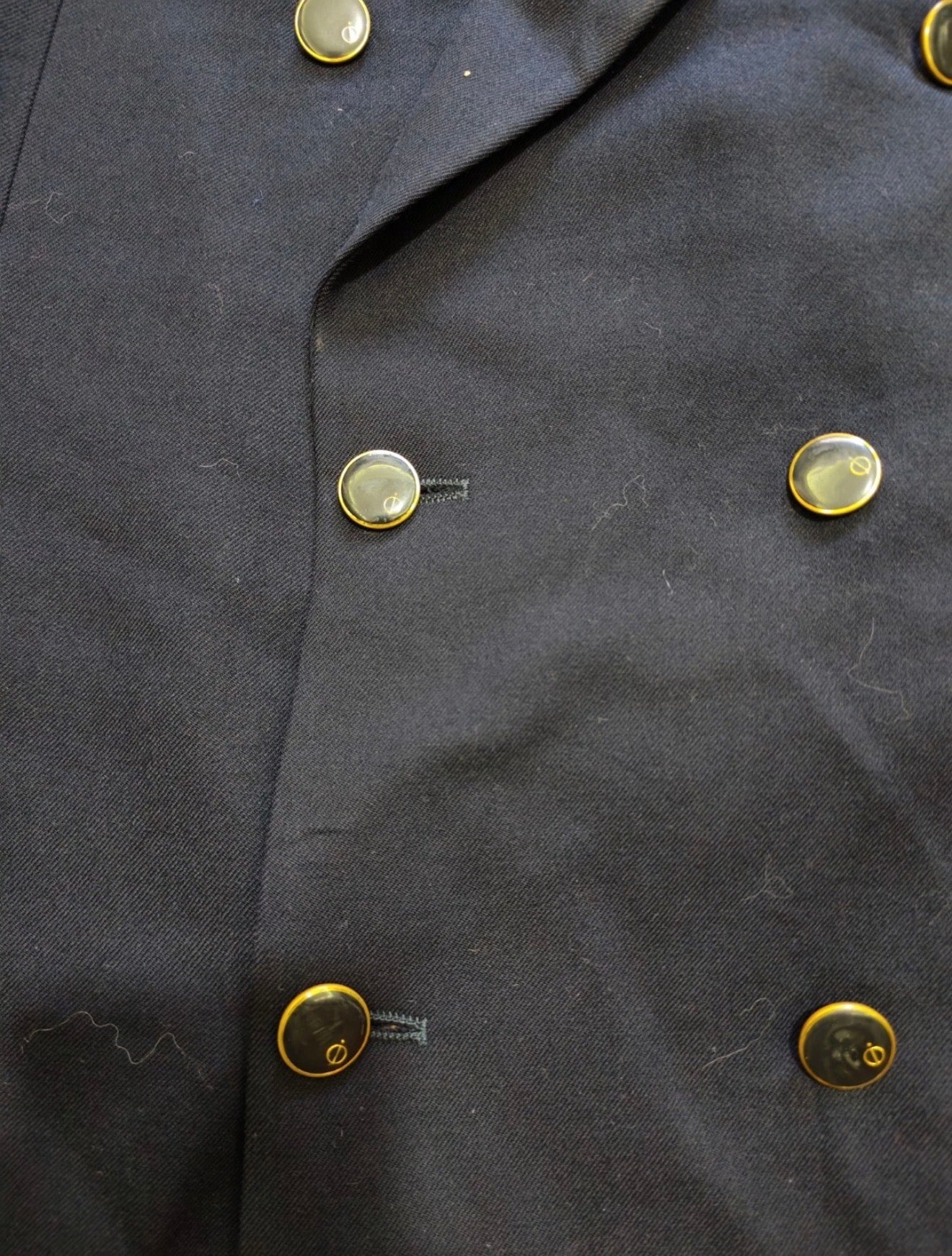 Vintage Austin Reed pure wool double breasted gold button navy jacket blazer 44R