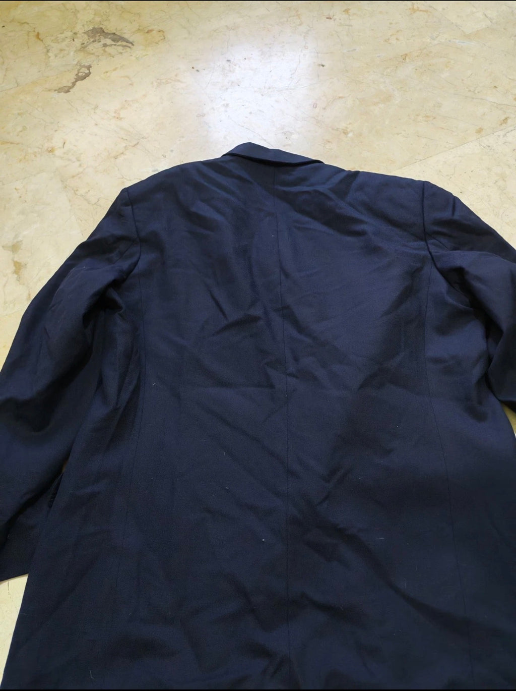 Vintage Austin Reed pure wool double breasted gold button navy jacket blazer 44R