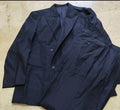 Vintage superfine pure wool double breasted classic navy striped suit 44R
