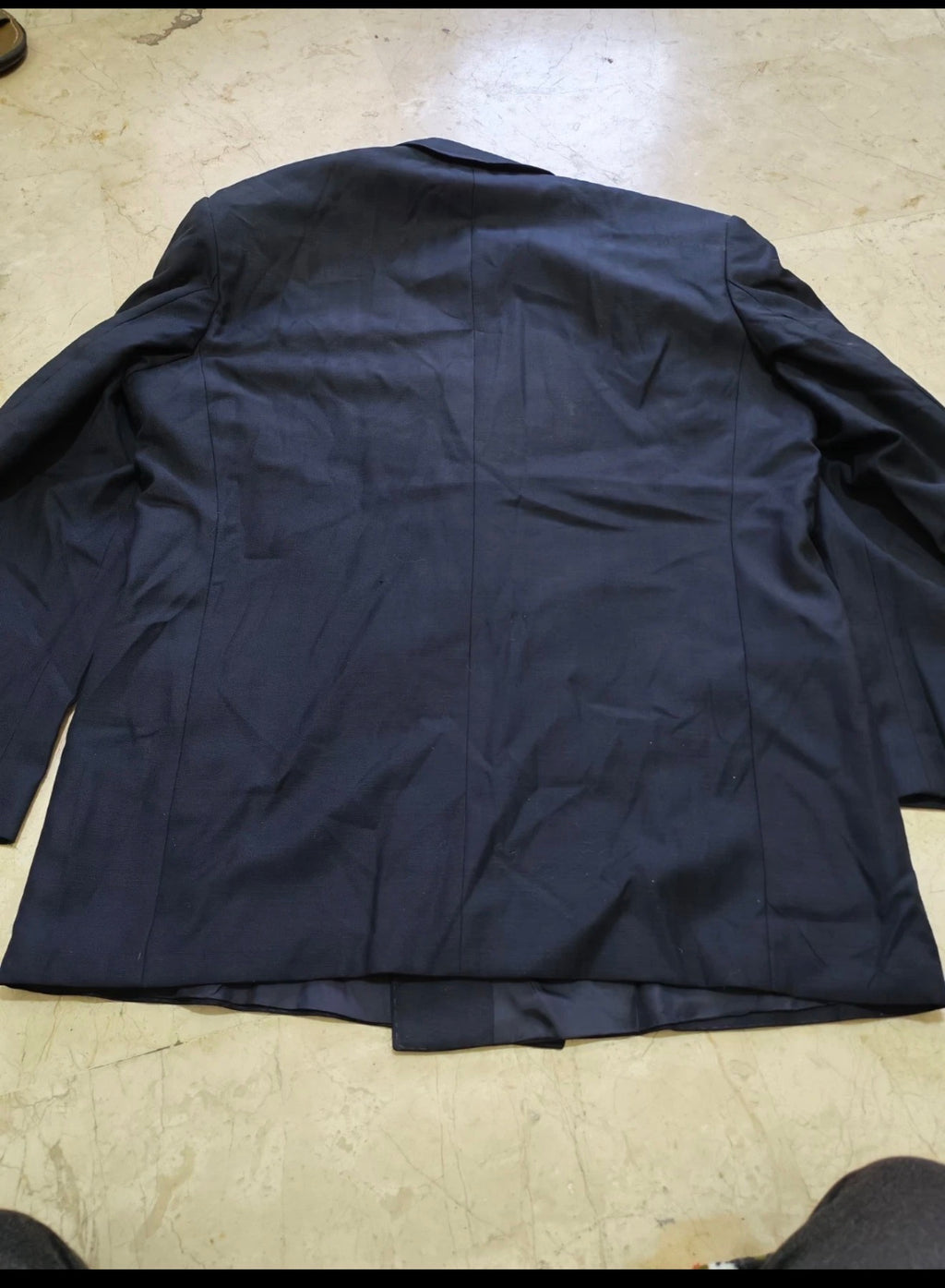 Vintage superfine pure wool double breasted classic navy striped suit 44R