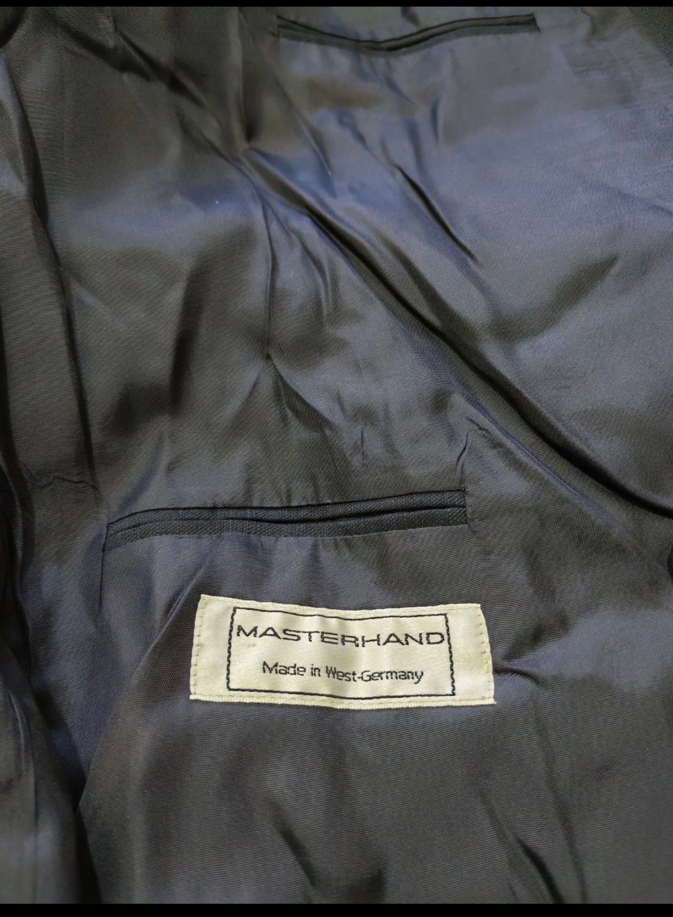 Vintage superfine pure wool double breasted classic navy striped suit 44R