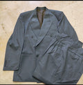 Vintage pure wool double breasted gangster greenish blue classic suit 42R