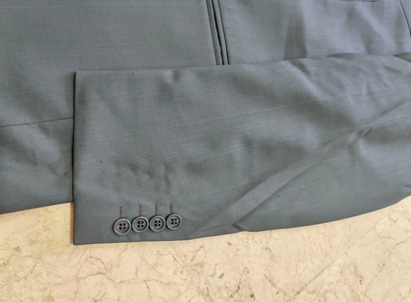 Vintage pure wool double breasted gangster greenish blue classic suit 42R