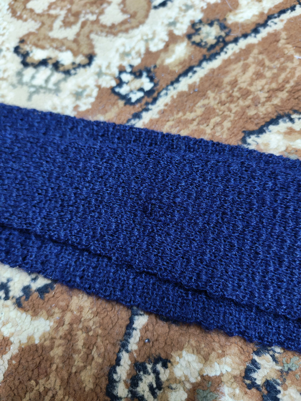 Vintage wool mohair alpaca square cut navy neck tie