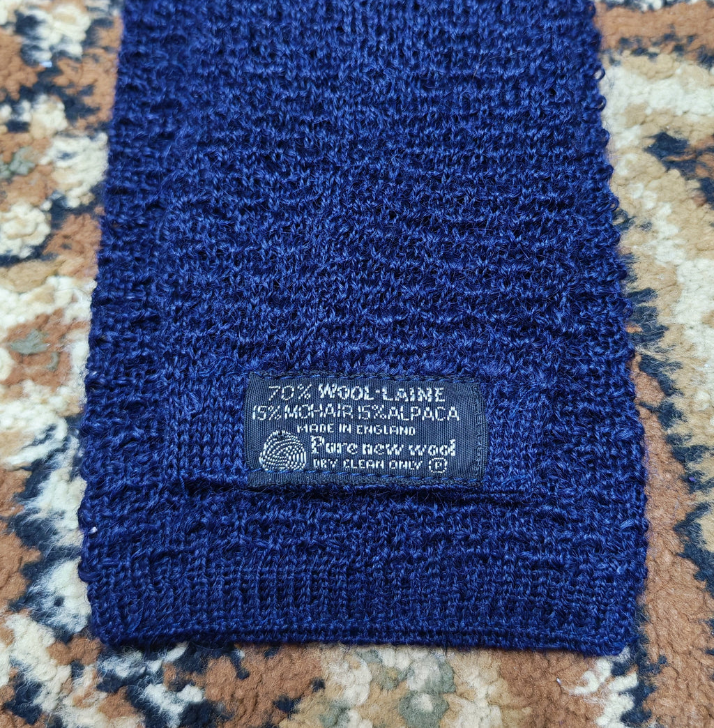 Vintage wool mohair alpaca square cut navy neck tie
