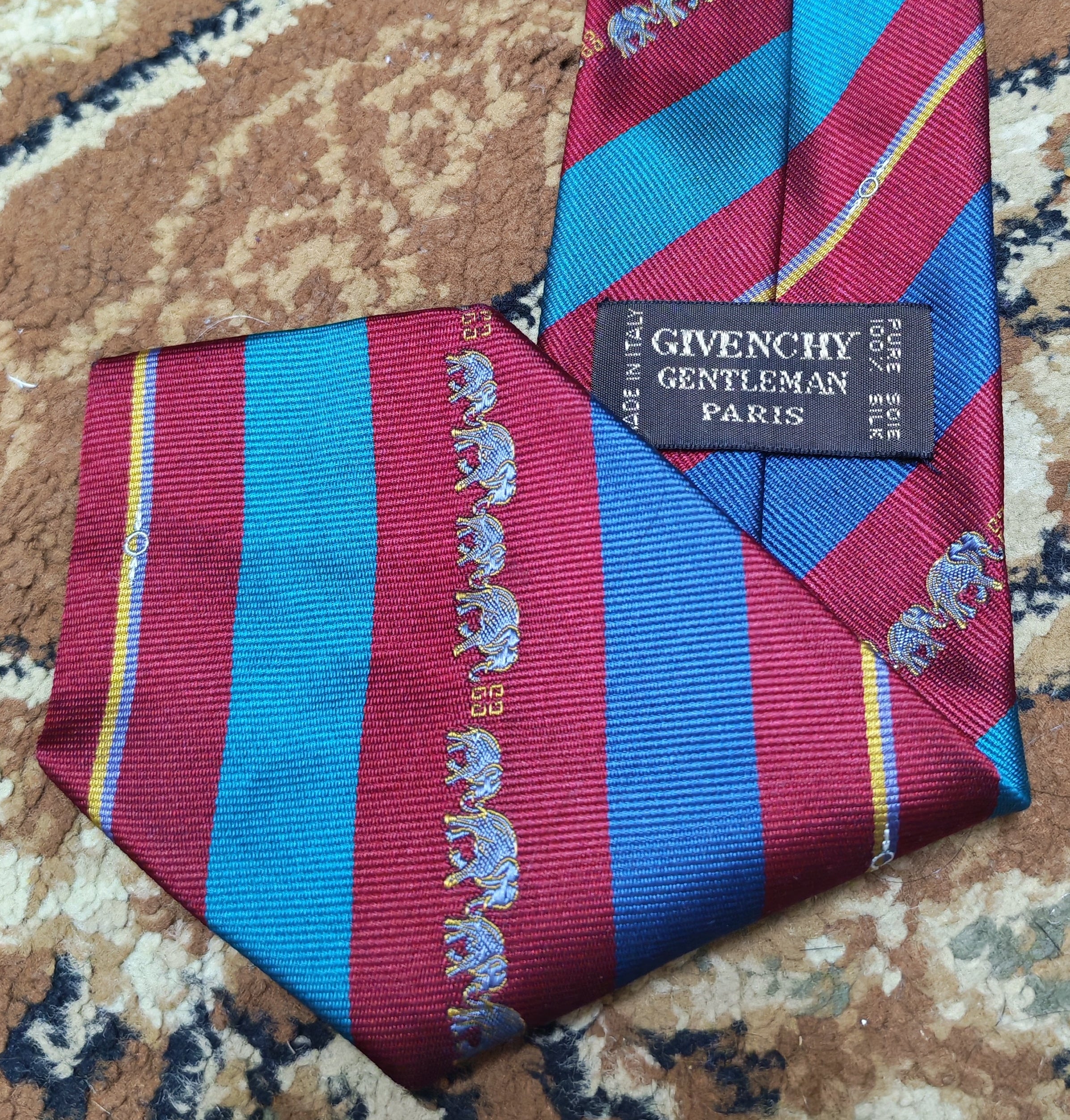 mens vintage Givenchy 100% all silk classic retro luxury striped motif neck tie