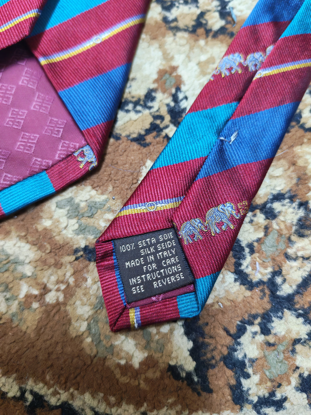 mens vintage Givenchy 100% all silk classic retro luxury striped motif neck tie