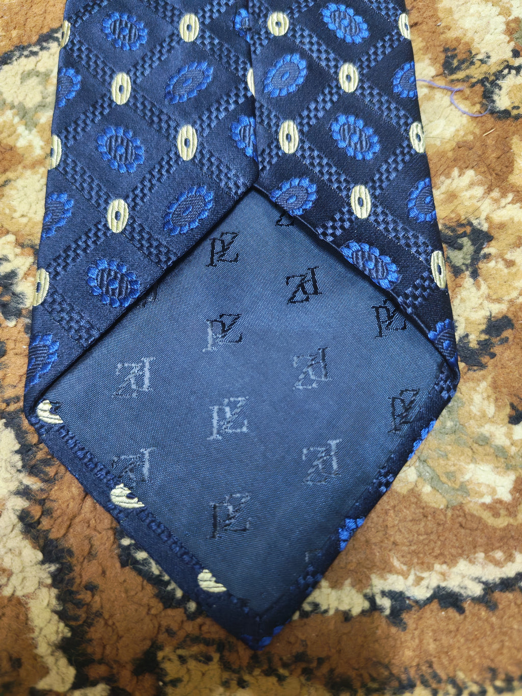 mens vintage Pal Zileri 100% all silk luxury Retro geometric navy neck tie