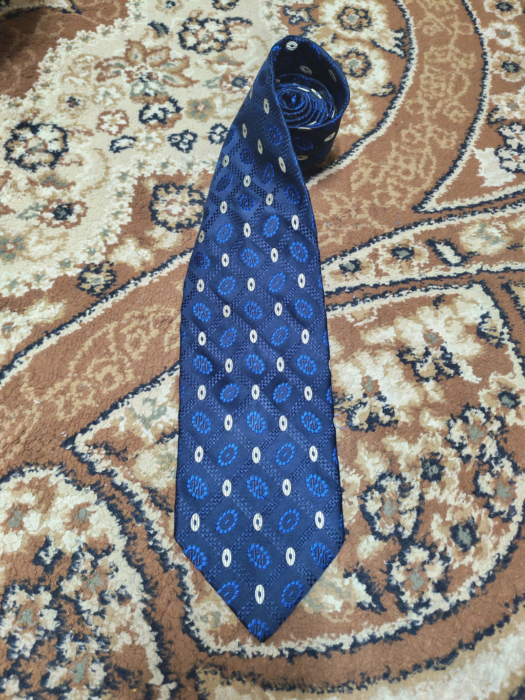 mens vintage Pal Zileri 100% all silk luxury Retro geometric navy neck tie