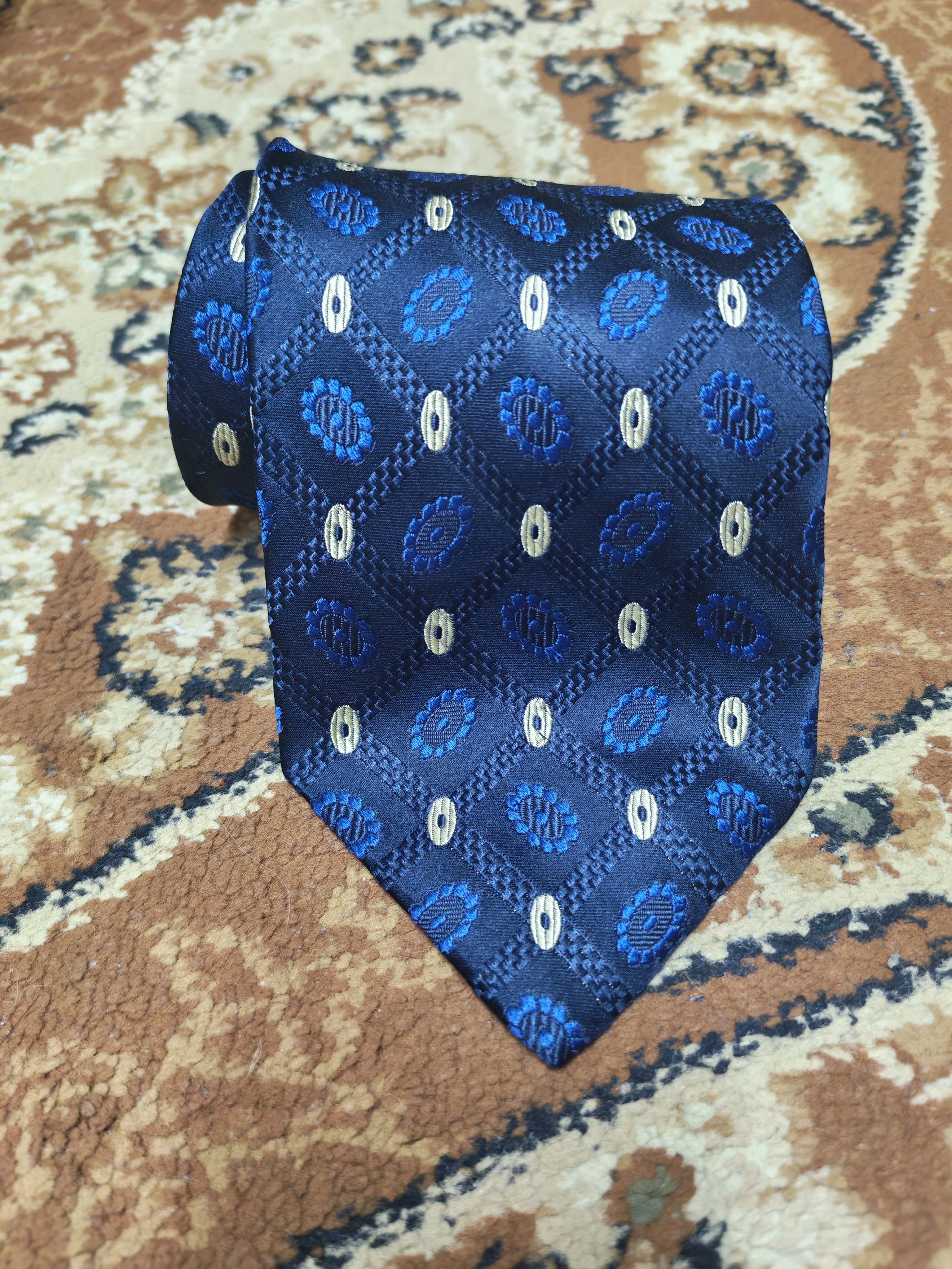 mens vintage Pal Zileri 100% all silk luxury Retro geometric navy neck tie