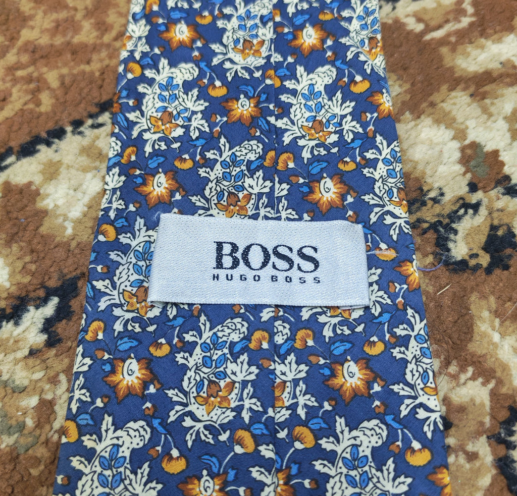 mens vintage Hugo Boss classic 100% cotton luxury paisley floral neck tie
