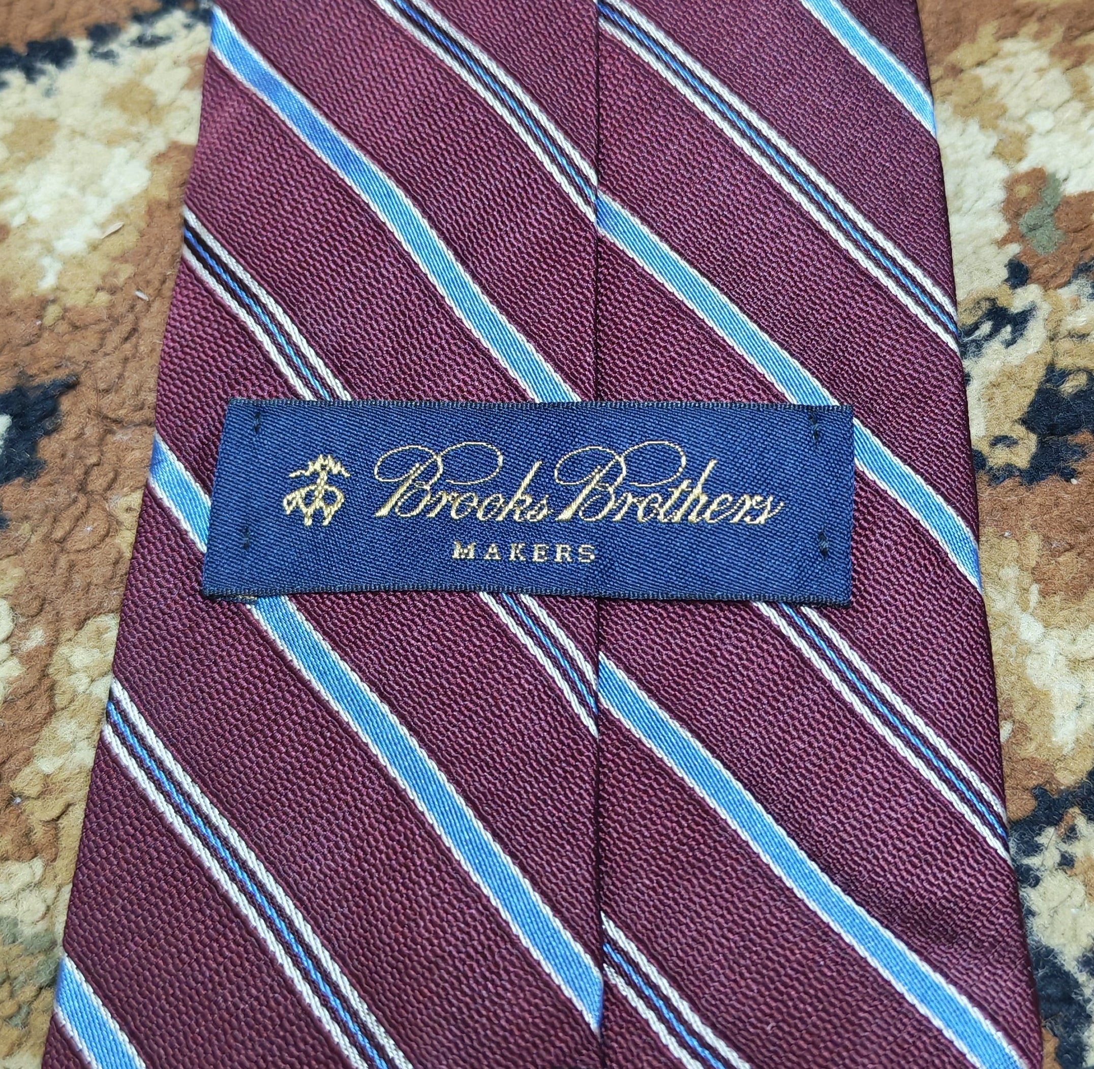 Vintage Brooks Brothers Makers classic 100% all silk burgundy Repp neck tie