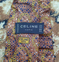 vintage Celine Paris classic 100% all silk luxury Geometric brown neck tie