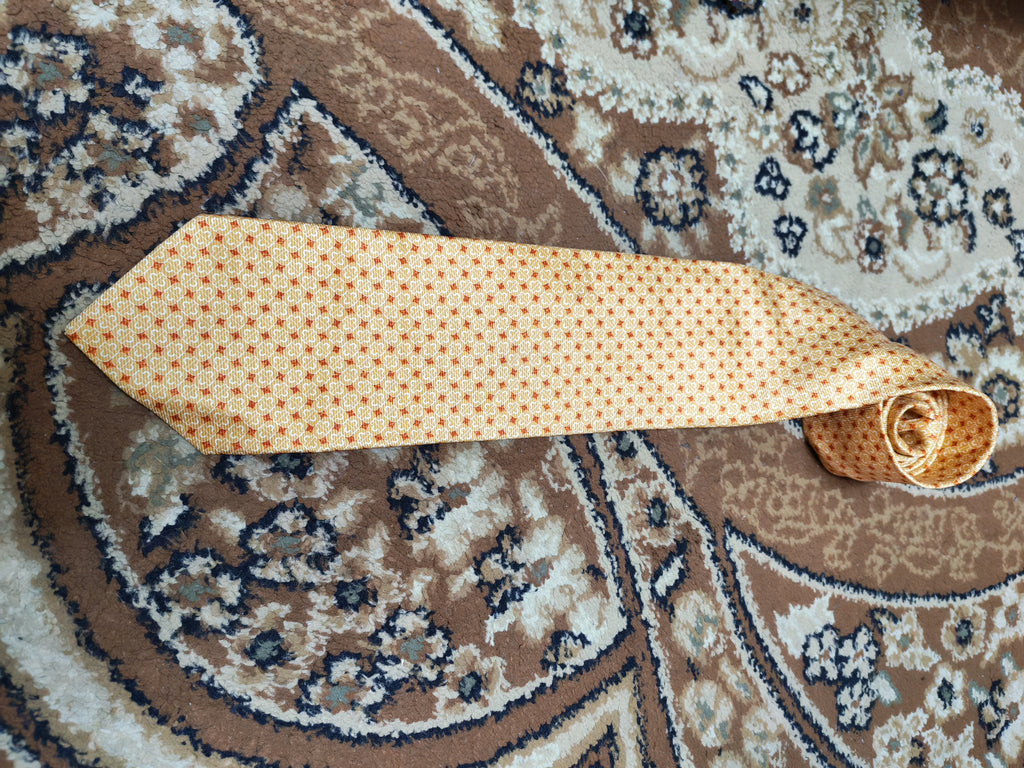 Vintage Bvlgari classic 100% all silk luxury Geometric orange neck tie