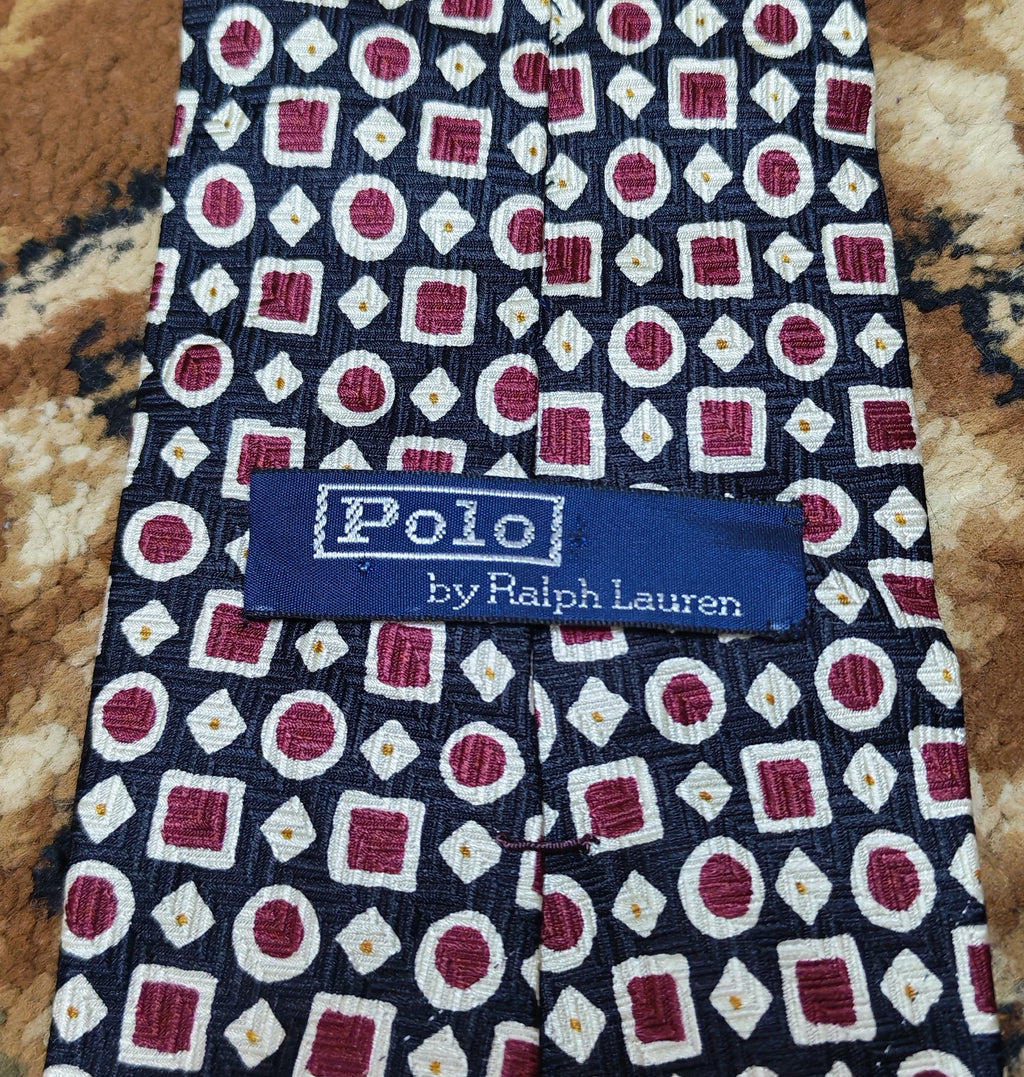 Vintage Polo Ralph Lauren 100% all silk luxury geometric neck tie
