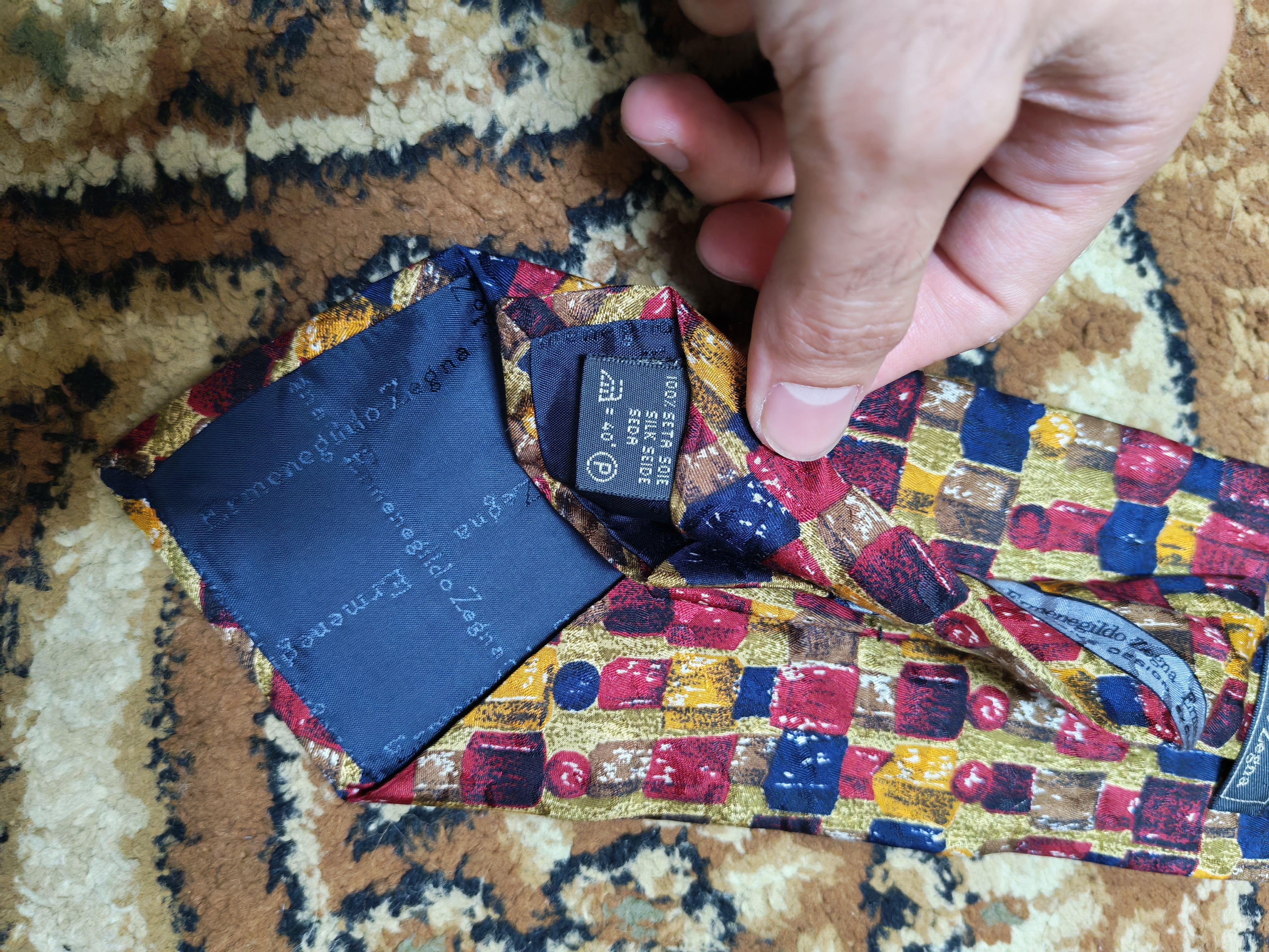 Vintage Ermenegildo Zegna classic 100% all silk Retro luxury geometric neck tie