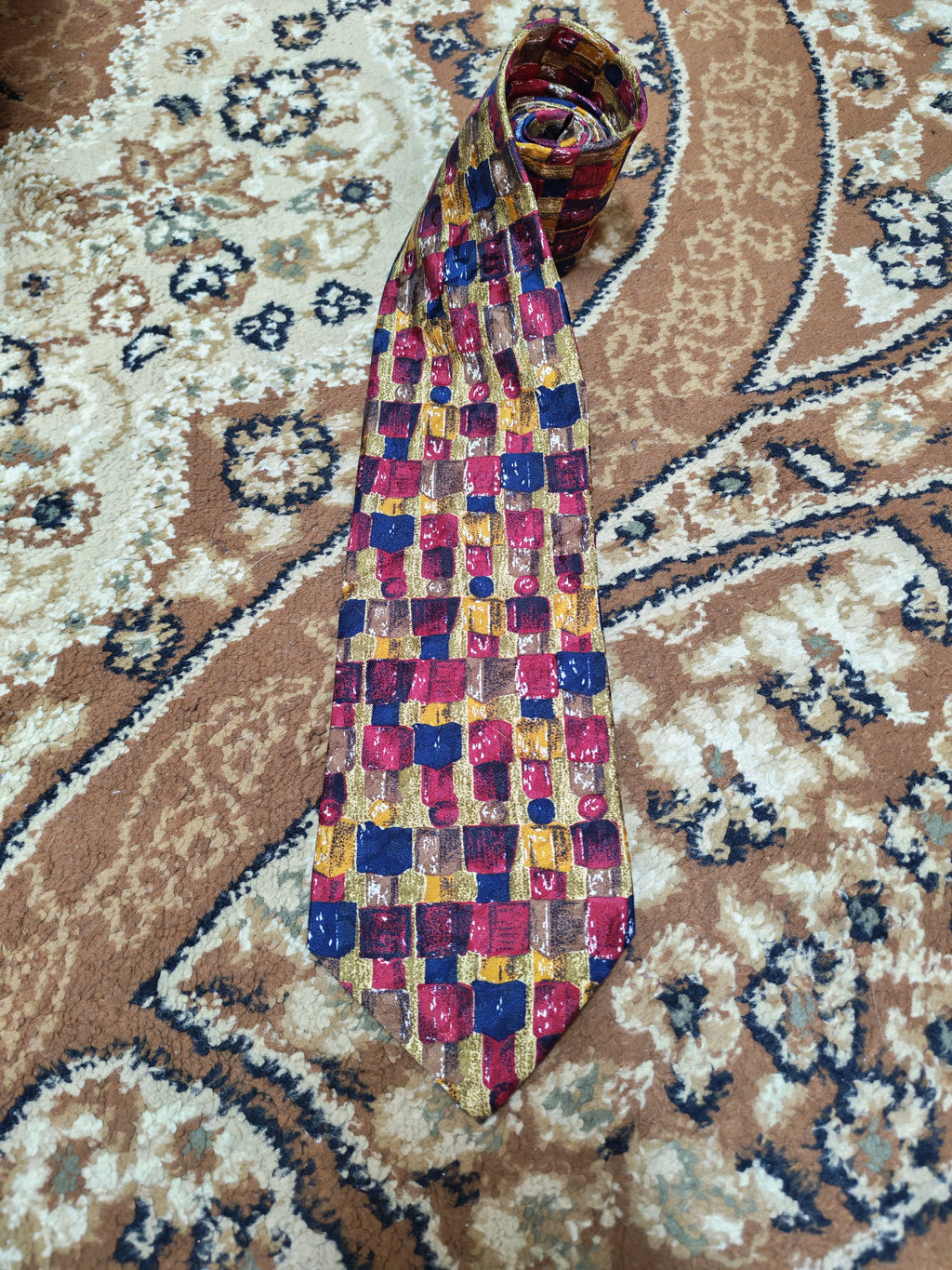Vintage Ermenegildo Zegna classic 100% all silk Retro luxury geometric neck tie