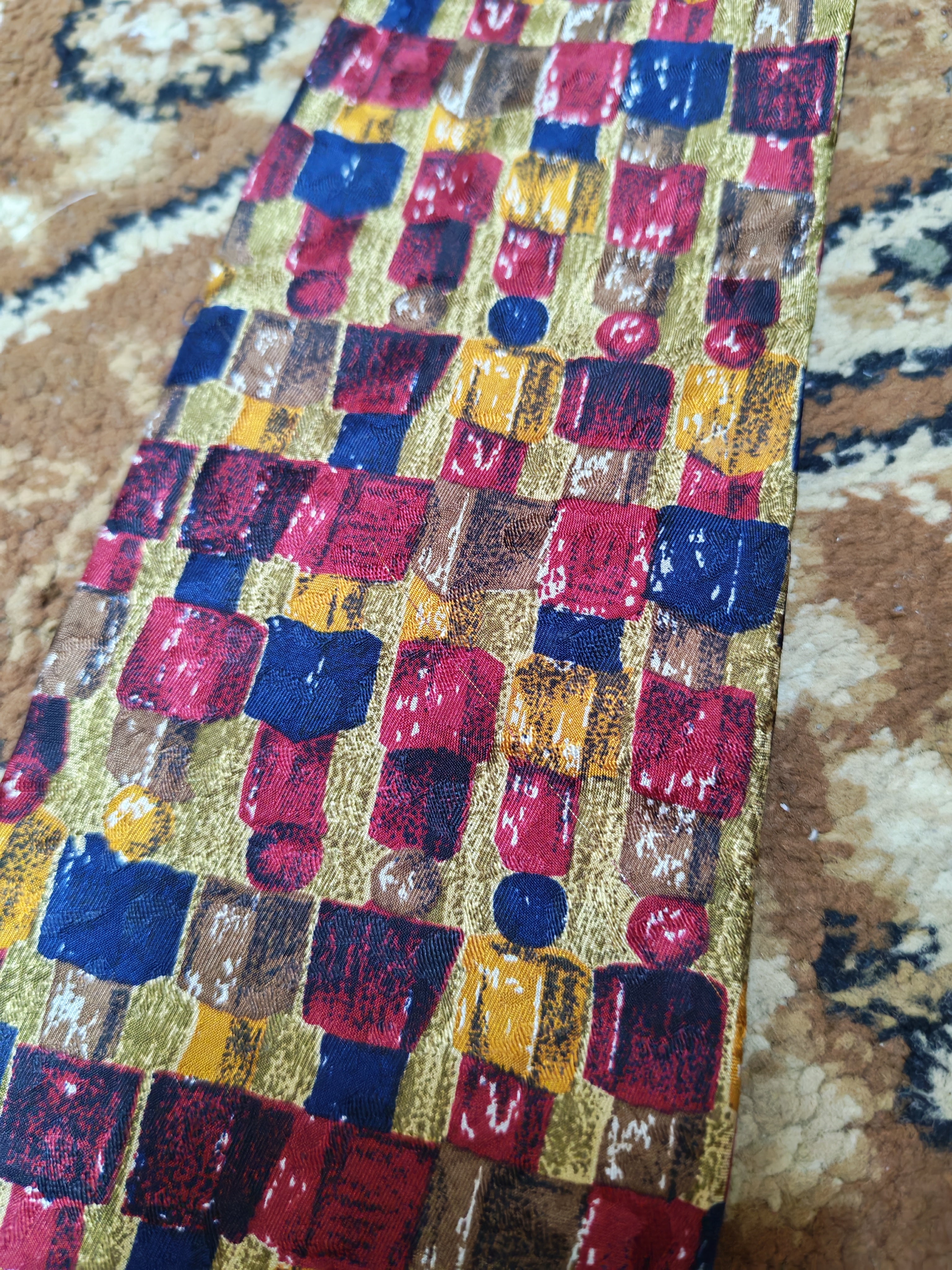 Vintage Ermenegildo Zegna classic 100% all silk Retro luxury geometric neck tie