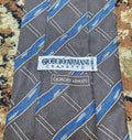 mens vintage Giorgio Armani Cravatte 100% all silk luxury plaid brown neck tie