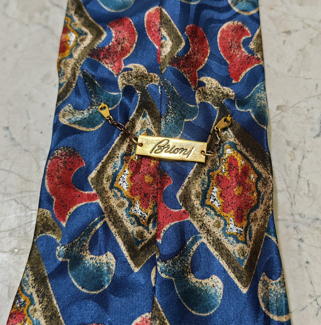 Vintage Brioni classic 100% all silk Retro luxury geometric neck tie